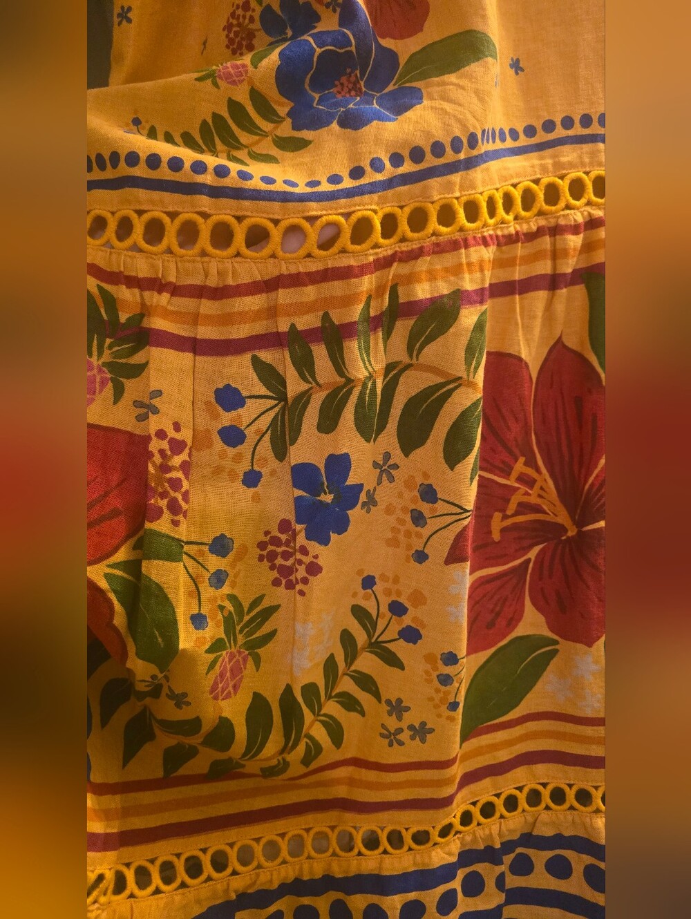 New! With Tags FARM Rio Yellow Floral Yard Maxi Dress Cotton Blend, Women's XL - Picture 12 of 16